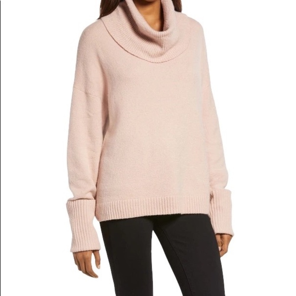 Chelsea28 Cowl Neck Sweater Cotton Wool Blend Pink Adobe Small